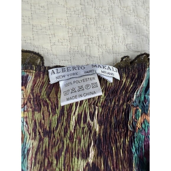 Alberto Makali Artsy Ruched Plisse Top Ruffle Asymmetric | Est. Size Large - Picture 6 of 14